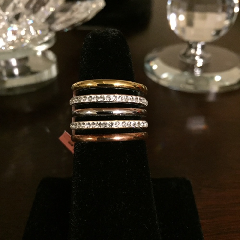 Crystal, Gold Plated Stainless Steel Ring - Picture 8 of 8